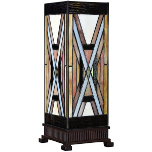 LumiLamp 5LL-6359 Lampe de table Tiffany Marron Beige 17x17x44 cm E27 40W