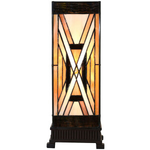 LumiLamp 5LL-6359 Lampe de table Tiffany Marron Beige 17x17x44 cm E27 40W