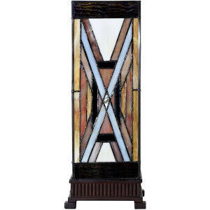LumiLamp 5LL-6359 Lampe de table Tiffany Marron Beige 17x17x44 cm E27 40W