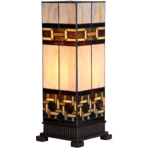LumiLamp 5LL-6360 Lampe de table Tiffany Beige Marron...