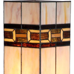 LumiLamp 5LL-6360 Lampe de table Tiffany Beige Marron 44cm E27 Verre Polyrésine