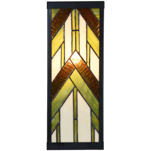 LumiLamp 5LL-6361 Applique Tiffany Beige Vert 14x16x40 cm E27 Verre Métal