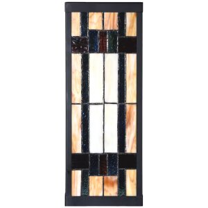 LumiLamp 5LL-6362 Applique Tiffany Beige Marron 14x16x40cm E27 Verre Métal