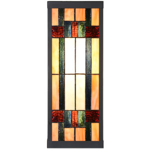 LumiLamp 5LL-6362 Applique Tiffany Beige Marron 14x16x40cm E27 Verre Métal