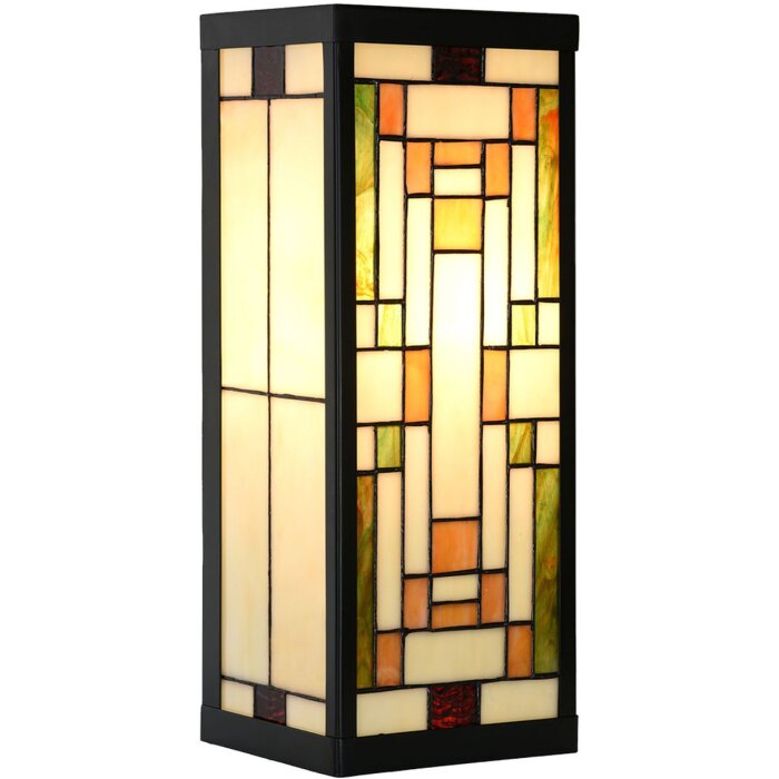 LumiLamp 5LL-6363 Applique Tiffany Beige Vert 14x16x40cm E27 Verre Métal