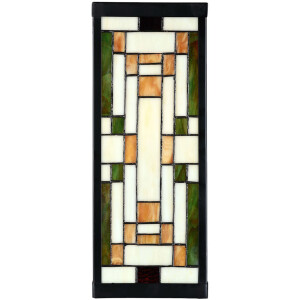 LumiLamp 5LL-6363 Applique Tiffany Beige Vert 14x16x40cm E27 Verre Métal