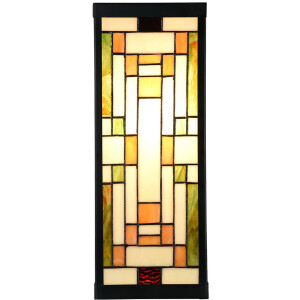 LumiLamp 5LL-6363 Applique Tiffany Beige Vert 14x16x40cm E27 Verre Métal