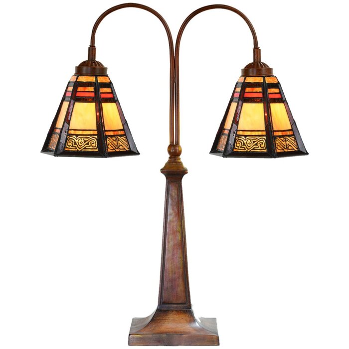 LumiLamp 5LL-6366 Lampe de table Tiffany Marron Verre 48x19x64 cm E27