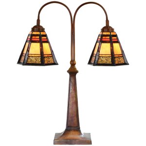 LumiLamp 5LL-6366 Lampe de table Tiffany Marron Verre...