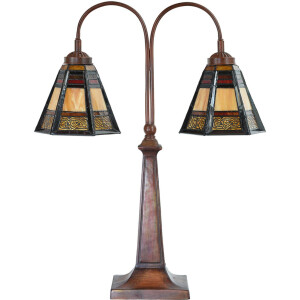 LumiLamp 5LL-6366 Lampe de table Tiffany Marron Verre 48x19x64 cm E27