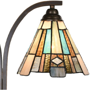 LumiLamp 5LL-6368 Lampe de table Tiffany Marron Bleu 48x19x57cm E27 2x60W