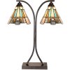 LumiLamp 5LL-6368 Lampe de table Tiffany Marron Bleu 48x19x57cm E27 2x60W
