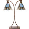LumiLamp 5LL-6368 Lampe de table Tiffany Marron Bleu 48x19x57cm E27 2x60W