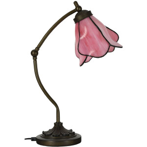 LumiLamp 5LL-6369 Lampe de table Tiffany Rose Marron 26x19x50cm E14