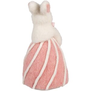 Clayre & Eef Lapin décoratif blanc rose style campagnard Ø 12x21 cm
