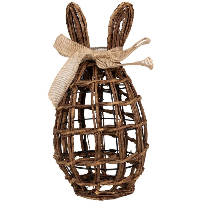 Clayre & Eef Lapin décoratif en rotin brun naturel 16x16x31 cm style campagnard