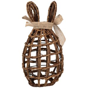 Clayre & Eef Lapin décoratif en rotin brun naturel 16x16x31 cm style campagnard