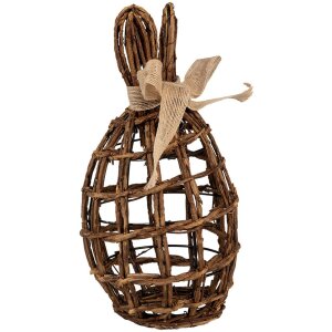 Clayre & Eef Lapin décoratif en rotin brun naturel 16x16x31 cm style campagnard