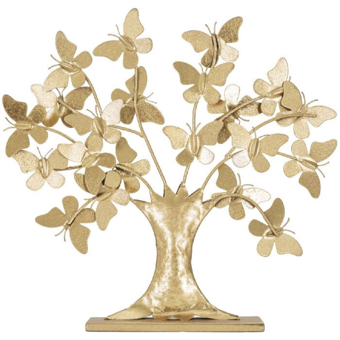 Mauro Ferretti décoration arbre de vie avec papillons 31x8x30 cm doré