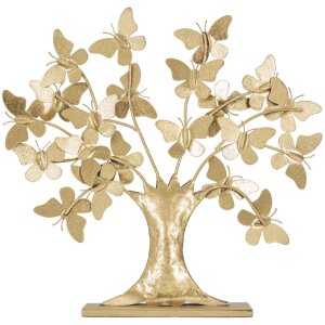 Mauro Ferretti décoration arbre de vie avec papillons 31x8x30 cm doré