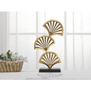 Mauro Ferretti Sculpture Triple Leaf 23,5x10x44 cm or-noir