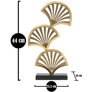 Mauro Ferretti Sculpture Triple Leaf 23,5x10x44 cm or-noir