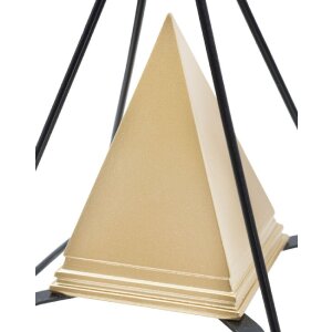Mauro Ferretti Sculpture Pyramide avec cadre métallique 15x15x21 cm or-noir