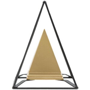 Mauro Ferretti Sculpture Pyramide avec cadre métallique 15x15x21 cm or-noir