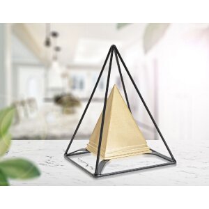 Mauro Ferretti Sculpture Pyramide avec cadre métallique 15x15x21 cm or-noir