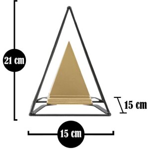 Mauro Ferretti Sculpture Pyramide avec cadre métallique 15x15x21 cm or-noir