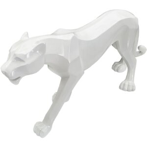 Mauro Ferretti sculpture panthère blanche 70x18x32,5 cm