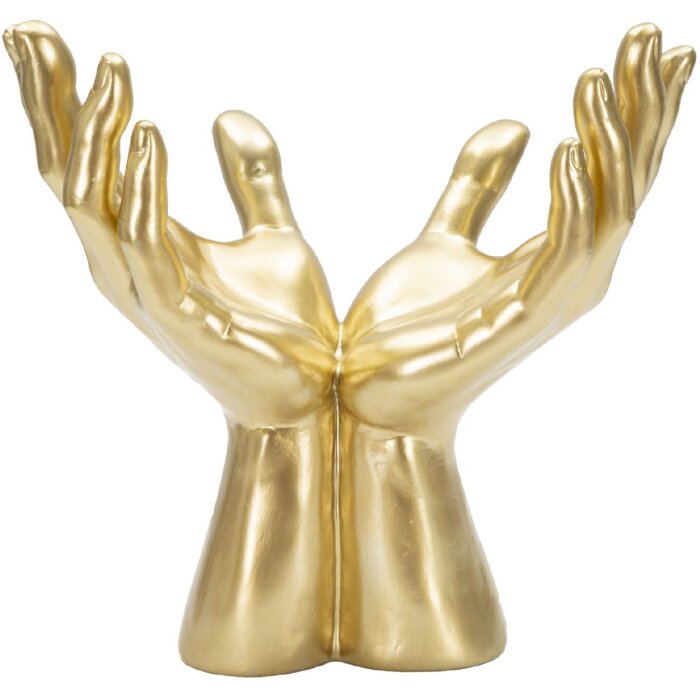 Mauro Ferretti Sculpture de mains Peace Hands 25x15x24 cm or