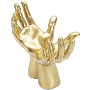 Mauro Ferretti Sculpture de mains Peace Hands 25x15x24 cm or