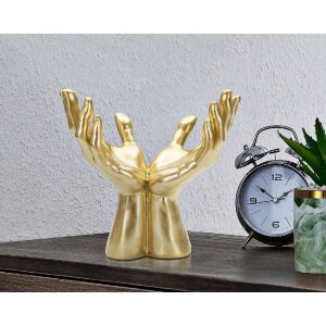 Mauro Ferretti Sculpture de mains Peace Hands 25x15x24 cm or
