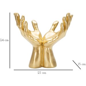 Mauro Ferretti Sculpture de mains Peace Hands 25x15x24 cm or