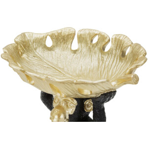 Mauro Ferretti figure décorative singe avec bol de feuilles 25,2x21x24 cm noir or