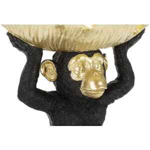 Mauro Ferretti figure décorative singe avec bol de feuilles 25,2x21x24 cm noir or