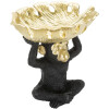 Mauro Ferretti figure décorative singe avec bol de feuilles 25,2x21x24 cm noir or