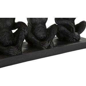 Mauro Ferretti figure décorative trio de singes avec bol de feuilles 43x15,7x20 cm noir or
