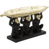 Mauro Ferretti figure décorative trio de singes avec bol de feuilles 43x15,7x20 cm noir or