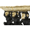 Mauro Ferretti figure décorative trio de singes avec bol de feuilles 43x15,7x20 cm noir or