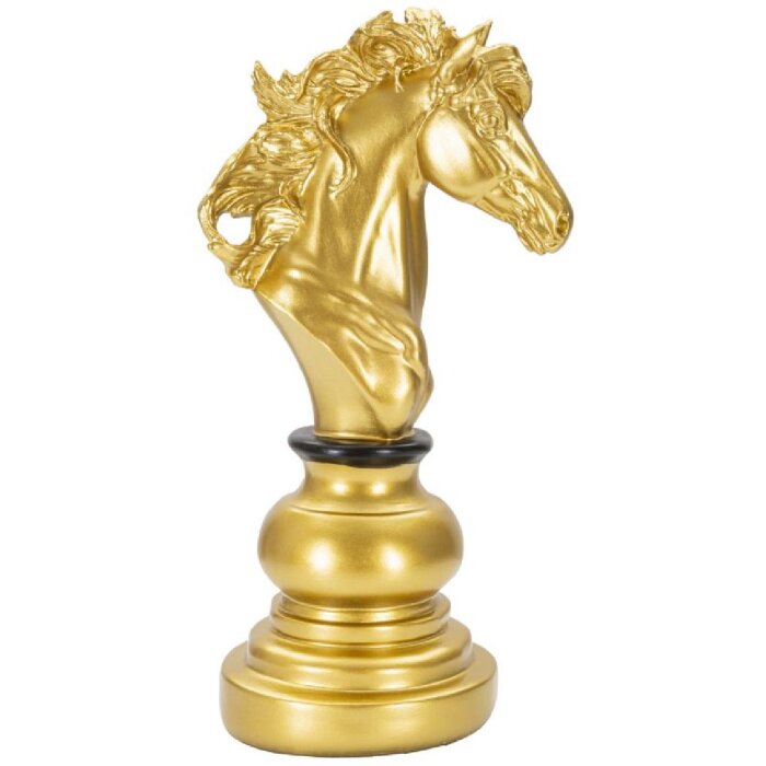 Mauro Ferretti pièce déchecs cheval déco 14x11x27 cm or noir
