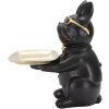 Mauro Ferretti Figurine décorative Bouledogue avec plateau 19x20x23,5 cm noir or