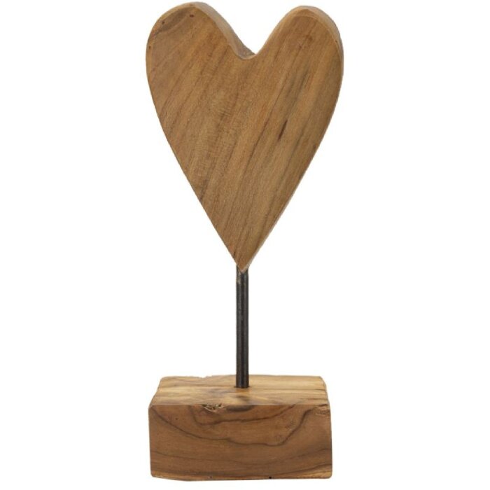 Mauro Ferretti sculpture cœur teck 10x10x25 cm brun