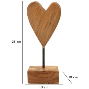 Mauro Ferretti sculpture cœur teck 10x10x25 cm brun