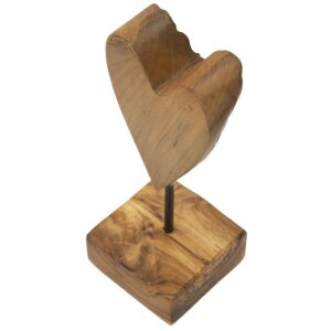 Mauro Ferretti sculpture cœur teck 10x10x25 cm brun