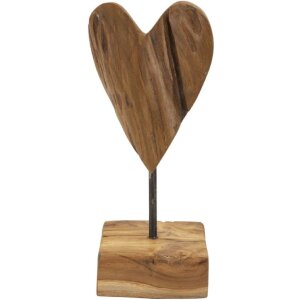 Mauro Ferretti sculpture cœur teck 10x10x25 cm brun