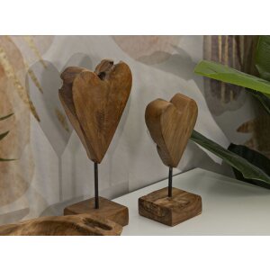 Mauro Ferretti sculpture cœur teck 10x10x25 cm brun