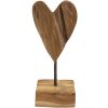 Mauro Ferretti sculpture cœur teck 10x10x25 cm brun