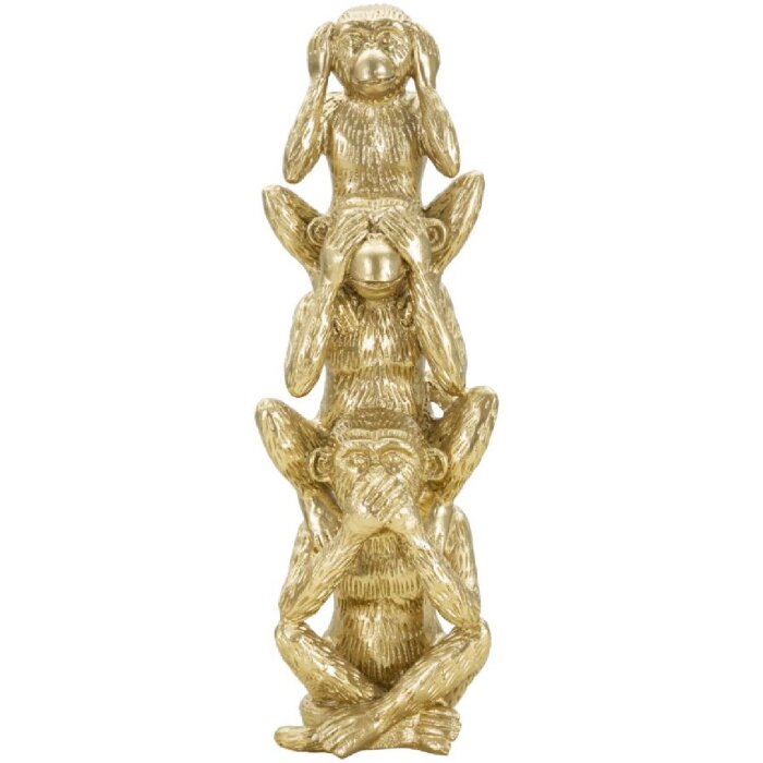 Mauro Ferretti Figurine décorative singe tour Ø10,5x30 cm or brillant